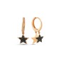 14K Gold Double Star Earrings with Black Zircon Stones