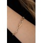 14 Karat Gold Paperclip Bracelet with Zircon Stones