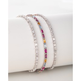 14 Karat Gold Bracelet with Colored Zircon Stones