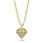 14K Gold Diamond-Cut Necklace with Paperclip Chain