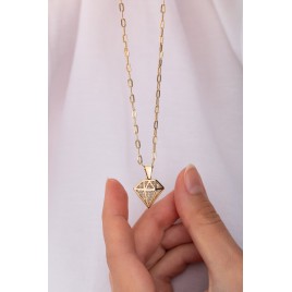 14K Gold Diamond-Cut Necklace with Paperclip Chain