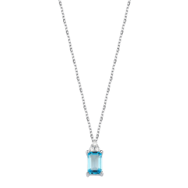 0.71 ct Diamond & Aquamarine Necklace