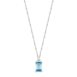 0,71 ct Pırlanta & Aquamarin Kolye