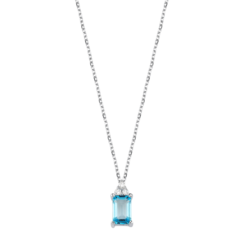 0,71 ct Diamant & Aquamarin Halskette