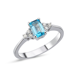 1.33 ct Diamond & Ruby - Aquamarine Ring