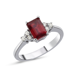 1.33 ct Diamond & Ruby - Aquamarine Ring