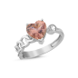 14K Gold Tourmaline & Zircon Heart Ring