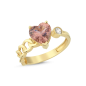 14K Gold Tourmaline & Zircon Heart Ring