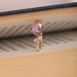 14K Gold Tourmaline & Zircon Heart Ring