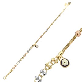 Dorica-Armband aus 14 Karat Gold mit Evil-Eye-Perlen